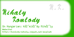 mihaly komlody business card